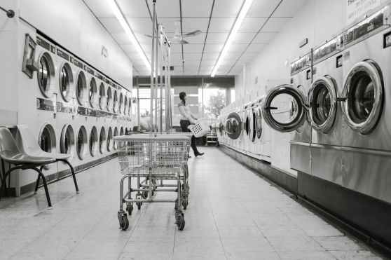 black and white clean housework launderette